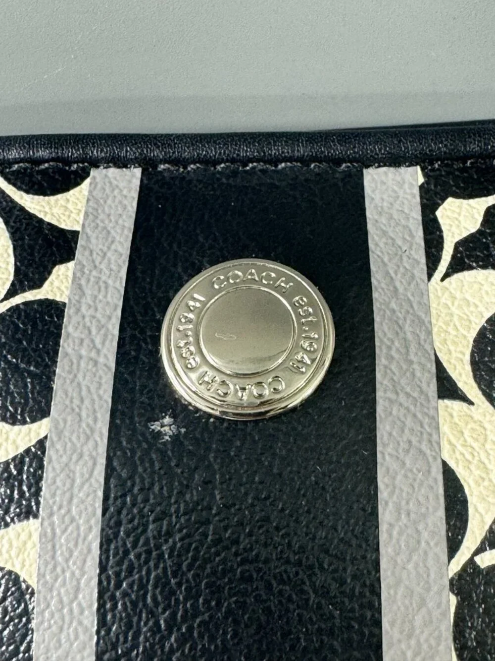 Authentic Coach Signature C PVC & Leather Small Clutch Bag Black & White